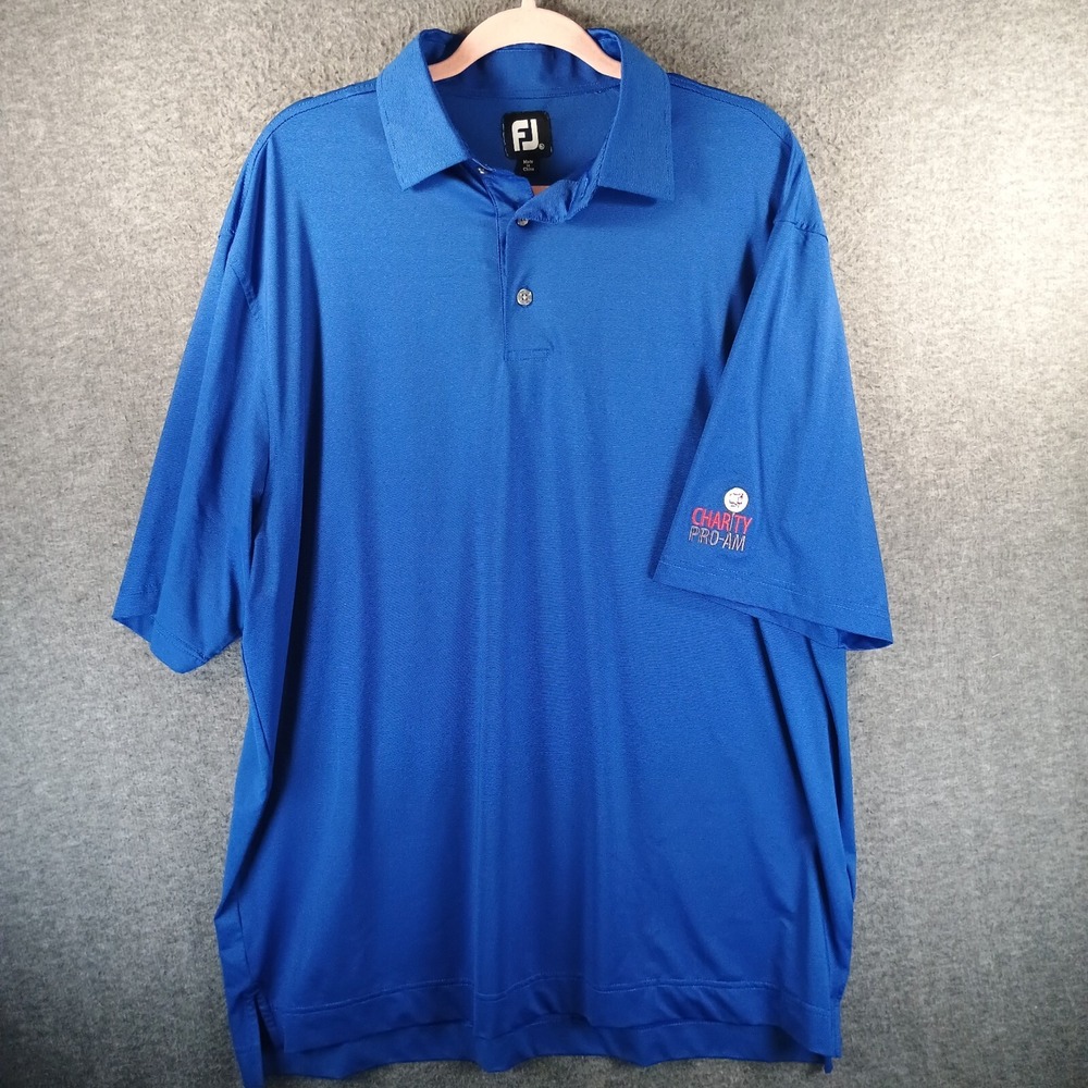 FootJoy Golf Shirt Polo Mens XL Solid‎ Blue Logo Performance Lightweight